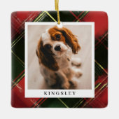 Traditionele feestelijke plaid huisdier foto kerst keramisch ornament (Voorkant)
