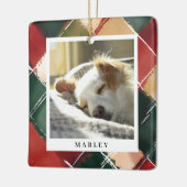 Traditionele feestelijke plaid huisdier foto kerst keramisch ornament (Links)