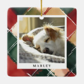 Traditionele feestelijke plaid huisdier foto kerst keramisch ornament (Achterkant)