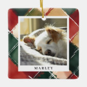 Traditionele feestelijke plaid huisdier foto kerst keramisch ornament (Voorkant)