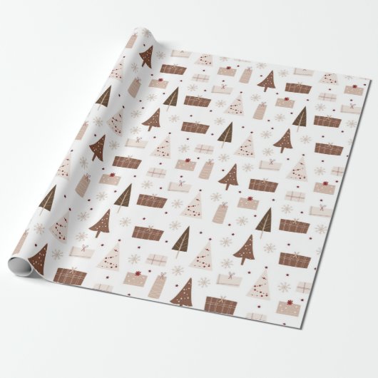 Traditionele feestelijke Scandinavische bomen geve Cadeaupapier (Uitgerold)