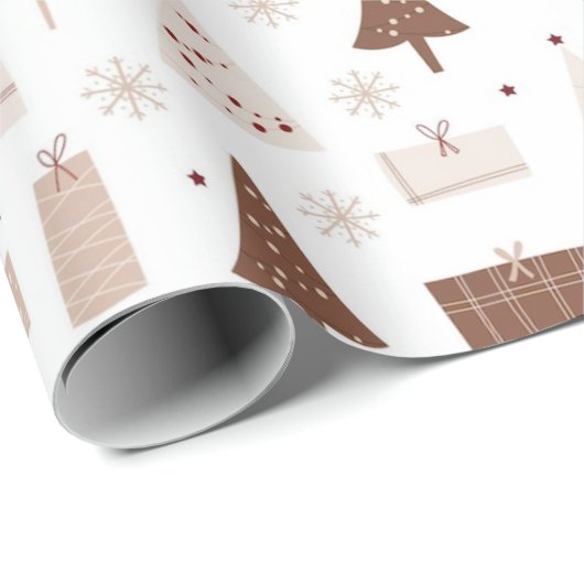 Traditionele feestelijke Scandinavische bomen geve Cadeaupapier (Rol Hoek)