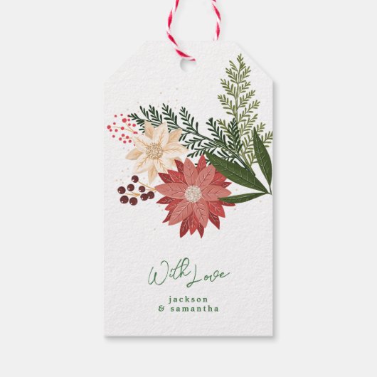 Traditionele feestelijke wintertuin Kerstgunst Cadeaulabel (Achterkant)