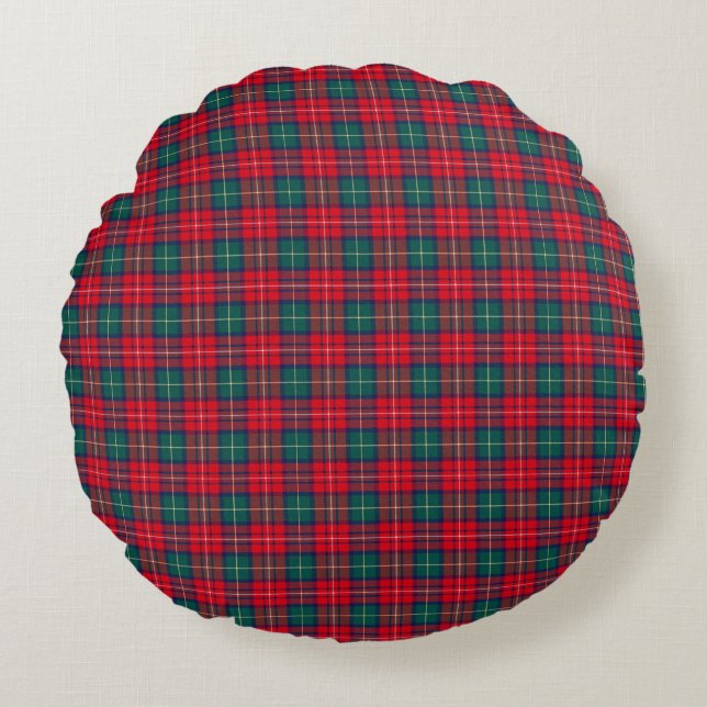 Traditionele Festieve Tartan Rond Kussen (Voorkant)