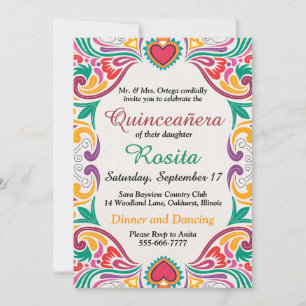 Traditionele Fiesta Spaanse Grens Quinceanera Kaart
