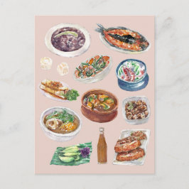 Traditionele Filippijnse levensmiddelen in de Wate Briefkaart