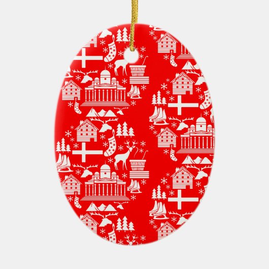 Traditionele Finse Kerstdecoratie Keramisch Ornament (Voorkant)