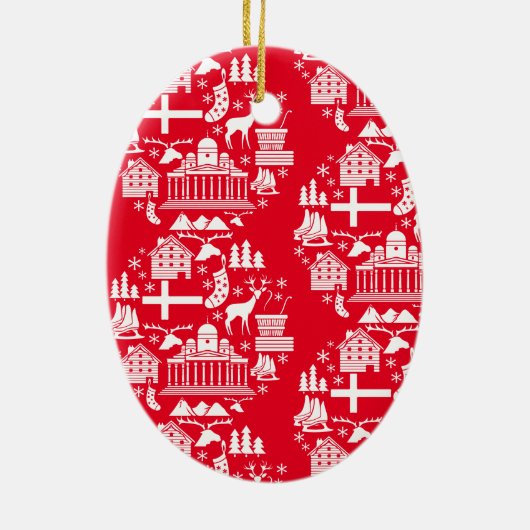 Traditionele Finse Kerstdecoratie Keramisch Ornament (Achterkant)