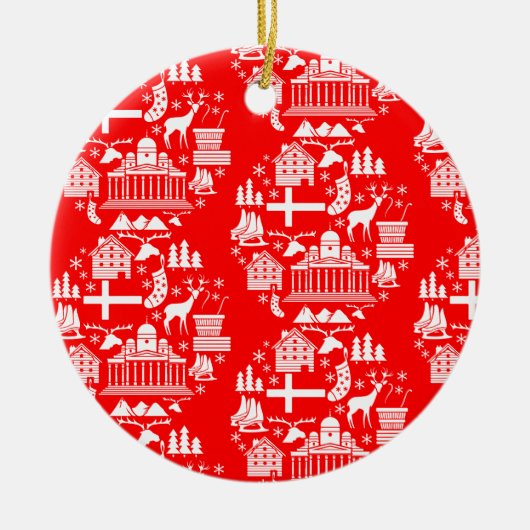 Traditionele Finse Kerstdecoratie Keramisch Ornament (Voorkant)