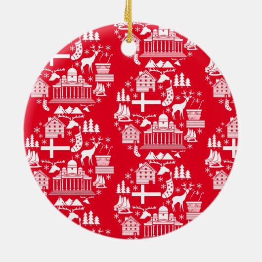 Traditionele Finse Kerstdecoratie Keramisch Ornament (Achterkant)