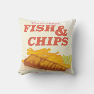 Traditionele fish and Chips vintage poster Kussen