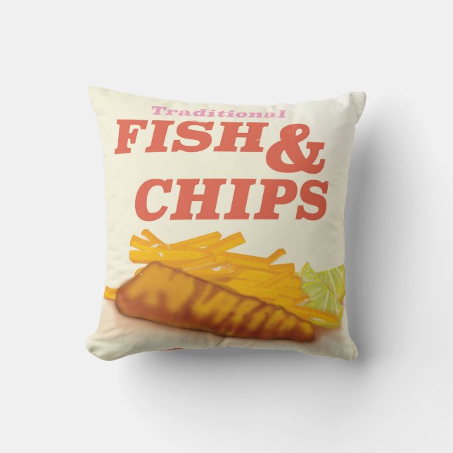 Traditionele fish and Chips vintage poster Kussen (Voorkant)