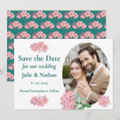 Traditionele Floral Design Flat Save the Date Kaar (Voorkant / Achterkant)