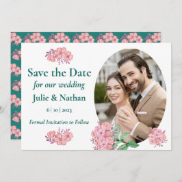 Traditionele Floral Design Flat Save the Date Kaar