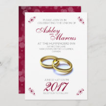 Traditionele Floral en Rings Burgundy Gray Wedding