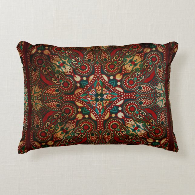 Traditionele florale paisleyband accent kussen (Voorkant)