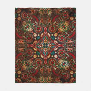 Traditionele florale paisleyband fleece deken