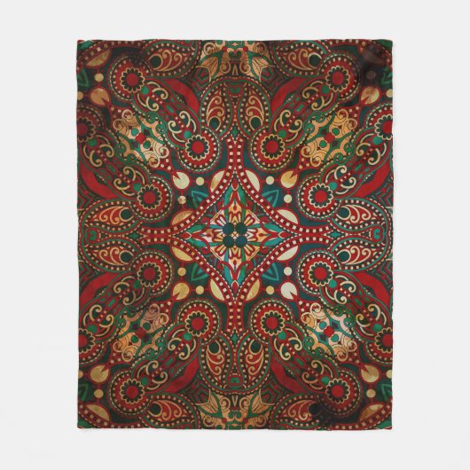 Traditionele florale paisleyband fleece deken (Voorkant)