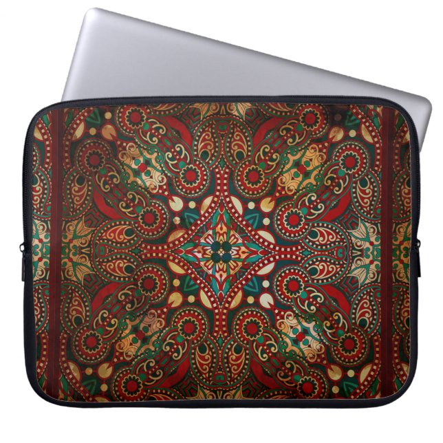 Traditionele florale paisleyband laptop sleeve (Voorkant)