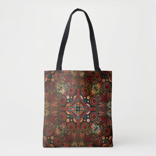 Traditionele florale paisleyband tote bag (Voorkant)