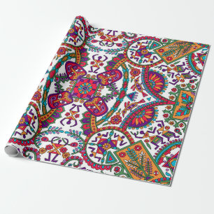 Traditionele Folk Art Allover Designart, etnisch, Cadeaupapier