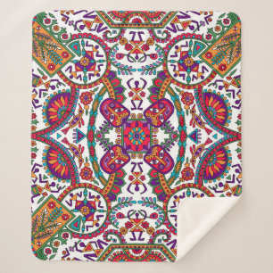 Traditionele Folk Art Allover Designart, etnisch, Sherpa Deken