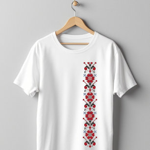 Traditionele Folk Art Borduurwerk Bloemenpatroon T-shirt