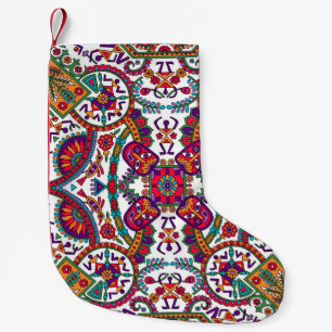 Traditionele Folk Art Designart, etnisch, achtergr Kleine Kerstsok
