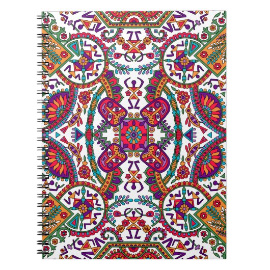 Traditionele Folk Art Designart, etnisch, achtergr Notitieboek (Voorkant)