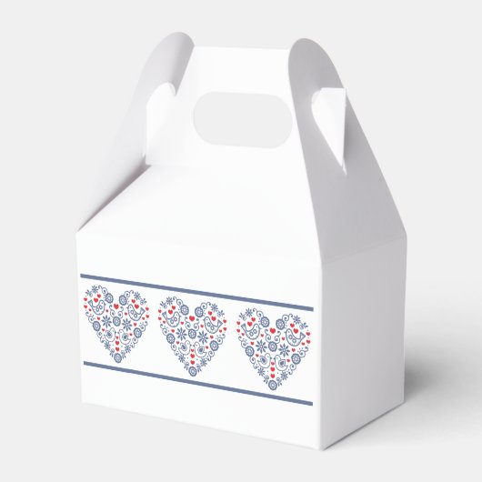 Traditionele folk hartpatroon gunstbox bedankdoosjes (Voorkant Zijde)