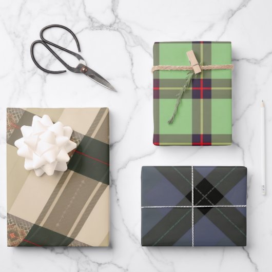 Traditionele Folk Plaid Fabric Wrap Inpakpapier Vel (Voorkant)