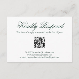 Traditionele Forest Green formele QR-code bruiloft RSVP Kaartje