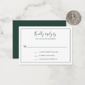 Traditionele Forest Green Mini Wedding RSVP Kaart Notitiekaartje (Voorkant / Achterkant in situ)