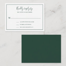 Traditionele Forest Green Mini Wedding RSVP Kaart Notitiekaartje
