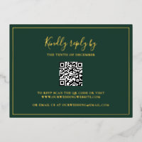 Traditionele Forest Green QR Code Wedding RSVP Kaa