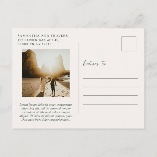 Traditionele Forest Green Wedding Save the Date Aankondigingskaart (Achterkant)
