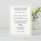 Traditionele formale gouden witte bruine bruiloft kaart (Staand voorkant)