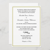 Traditionele formale gouden witte bruine bruiloft kaart (Voorkant / Achterkant)