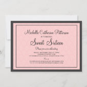 Traditionele formale roze en zwarte zweet zestien  kaart (Voorkant)