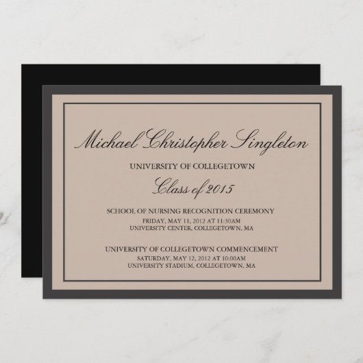 Traditionele formele Afstuderen aan de Universitei Aankondiging (Voorkant / Achterkant)