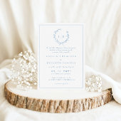 Traditionele formele Leaf Crest Dusty Blue Wedding Kaart