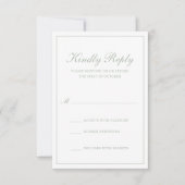Traditionele formele legant Sage Green Wedding RSVP Kaartje (Voorkant)