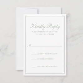 Traditionele formele legant Sage Green Wedding RSVP Kaartje