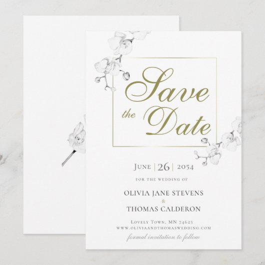 Traditionele formele Orchid Wedding sparen de Datu Kaart (Voorkant / Achterkant)