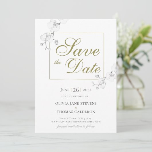 Traditionele Formele Orchidee Huwelijk Bewaar de D Kaart (Staand voorkant)