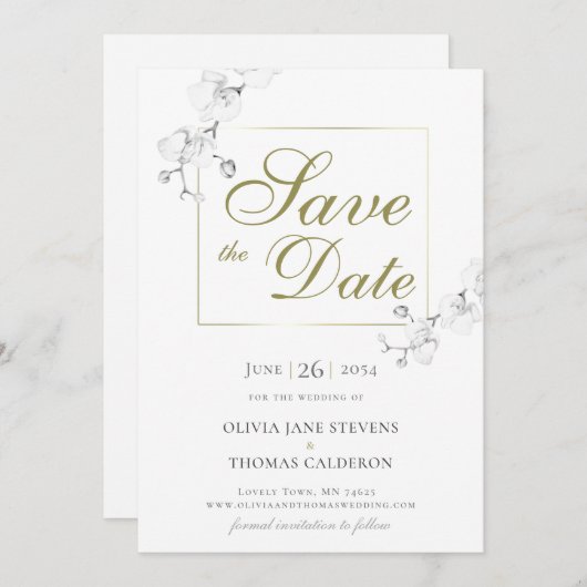 Traditionele Formele Orchidee Huwelijk Bewaar de D Kaart (Voorkant / Achterkant)