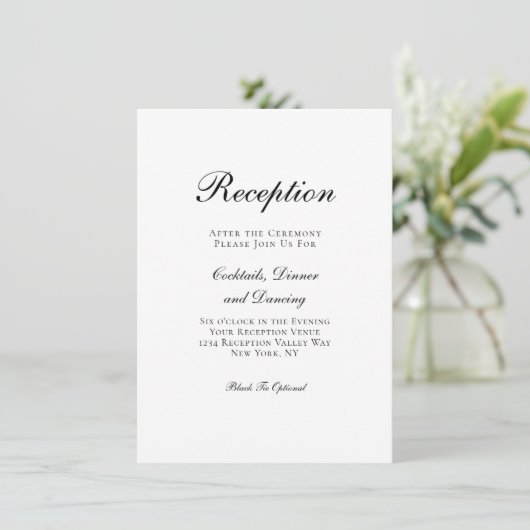 Traditionele formele script bruiloftsreceptie informatiekaartje (Staand voorkant)