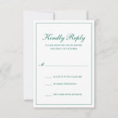 Traditionele Formele Smaragd Groene Elegante Huwel RSVP Kaartje (Voorkant)
