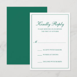Traditionele Formele Smaragd Groene Elegante Huwel RSVP Kaartje