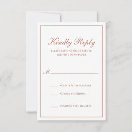 Traditionele formele terracotta elegante bruiloft RSVP kaartje